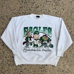 Rare Football Sweatshirt Philadelphia Eagles Looney Tunes 1994 NFL SZ XL USA